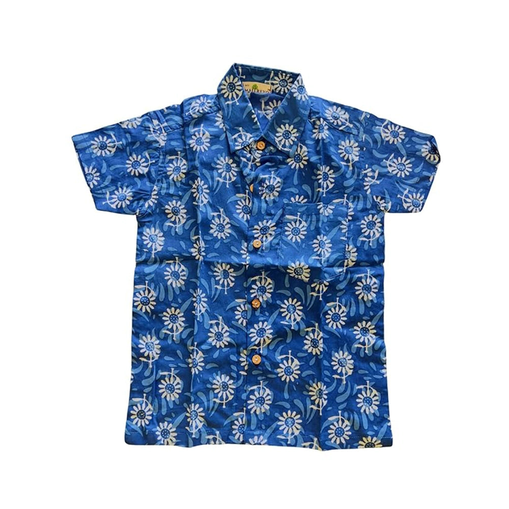 Maitreyo Boys Cotton Blend Half Sleeve Shirt -Blue-1
